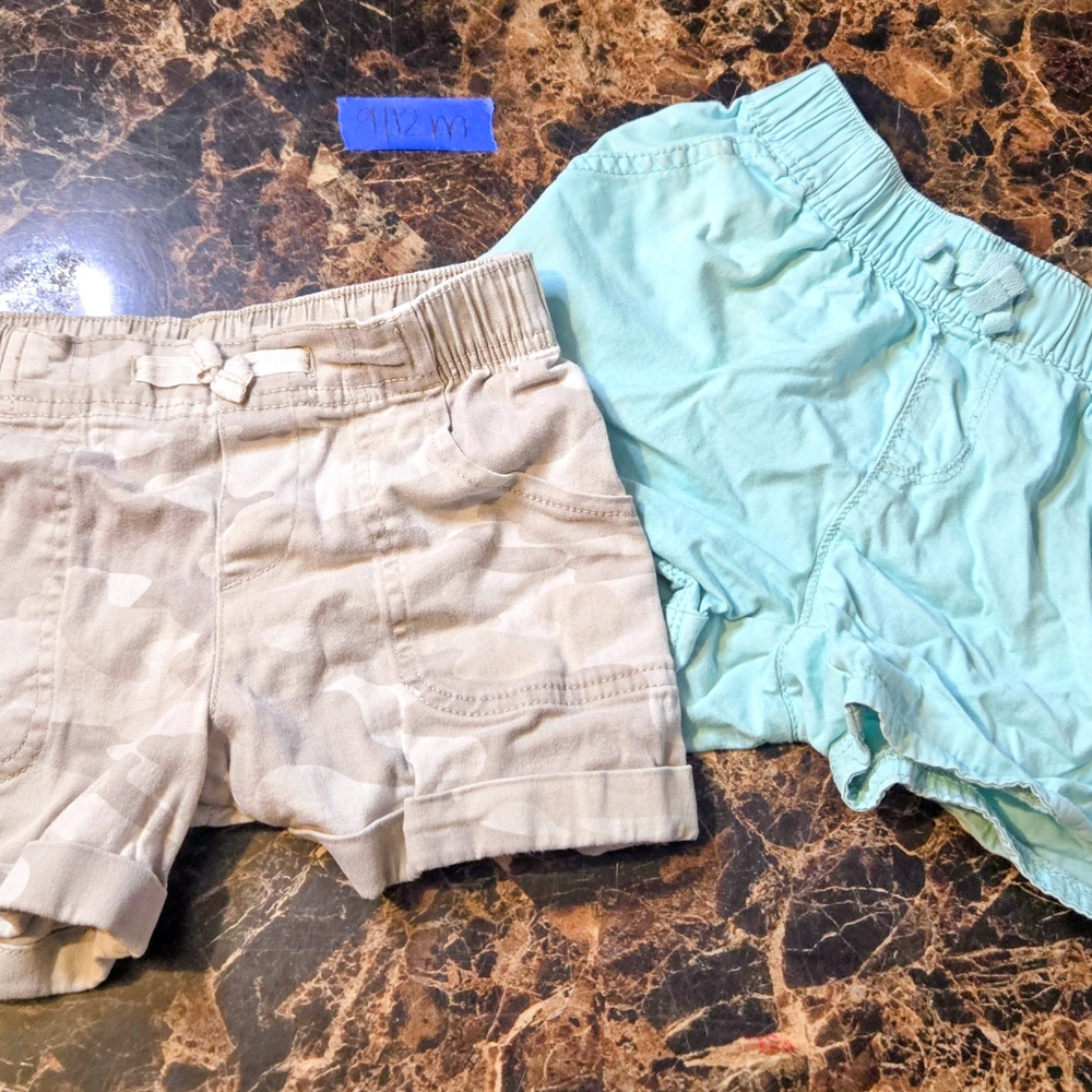 Wonder Nation Kids Shorts - Beige and Light Blue